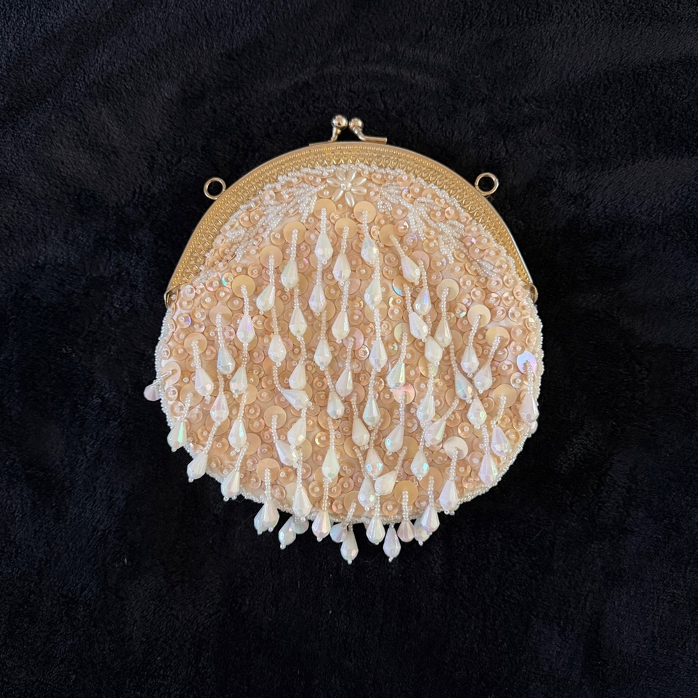 Vintage Iridescent Beaded Sequins Formal Evening Cocktail Clutch